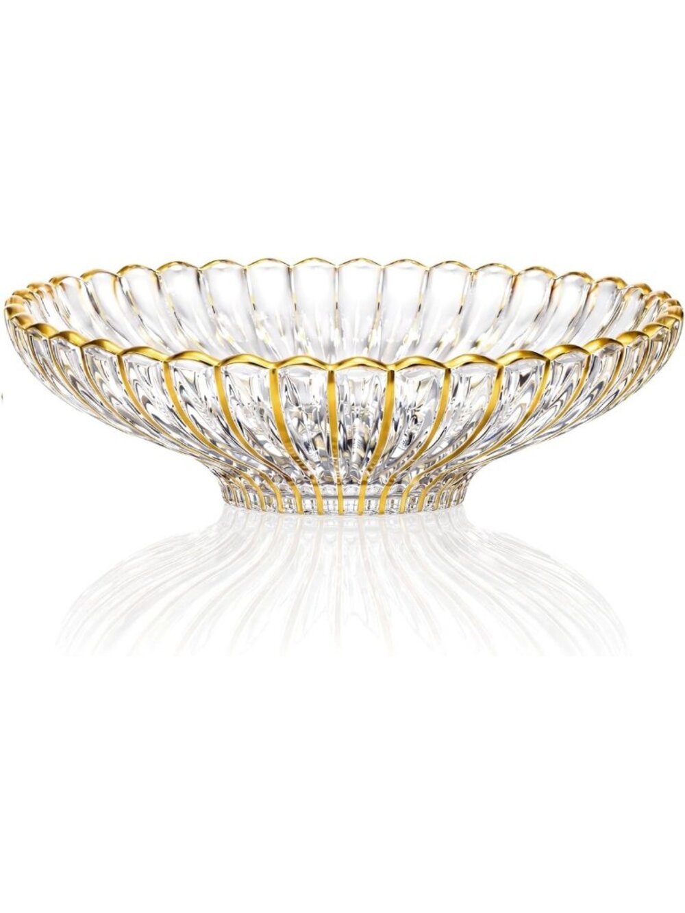 Handpainted 11'' Large Gold Decorative Glass Fruit Bowl - Elegant Home Accent